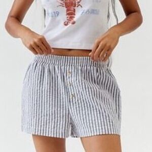 NWT UO Renewal Remnants Made in LA Seersucker Button Front Stripe Boxer Short